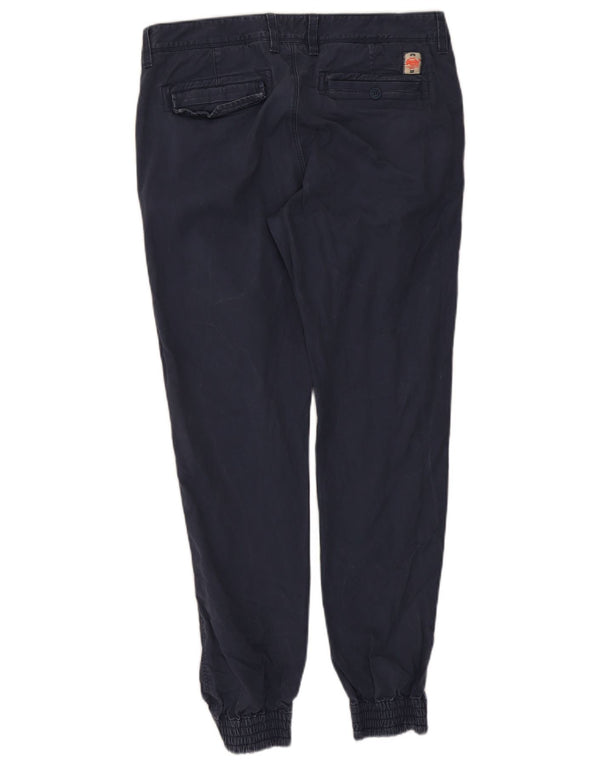 Superdry Mens Slim Joggers Chino Calças Grande W34 L31 Azul Marinho Algodão