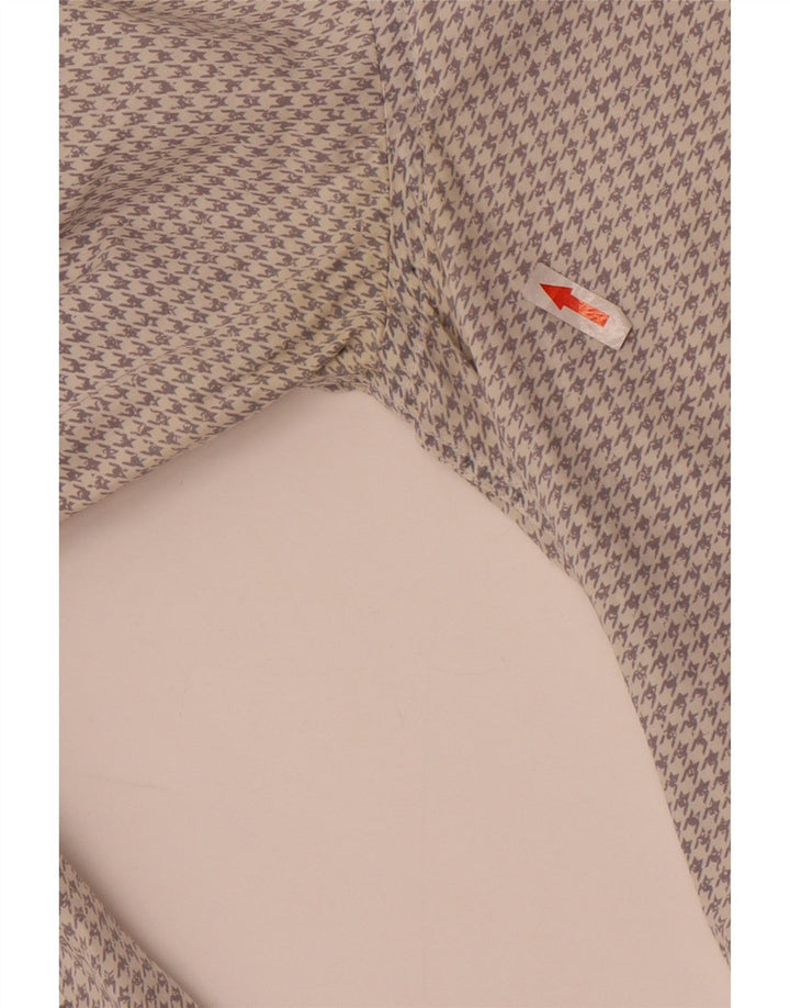 Camisa masculina Slim Fit Hugo Boss pequena branca Houndstooth