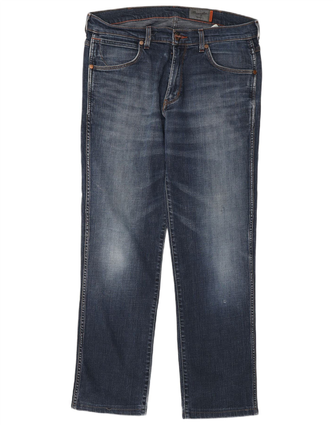 Wrangler Mens Straight Jeans W34 L30 Azul Algodão