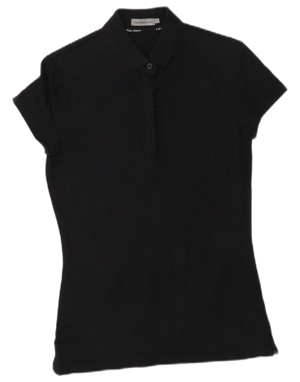 Polo feminino CALVIN KLEIN JEANS Reino Unido 8 pequeno algodão preto