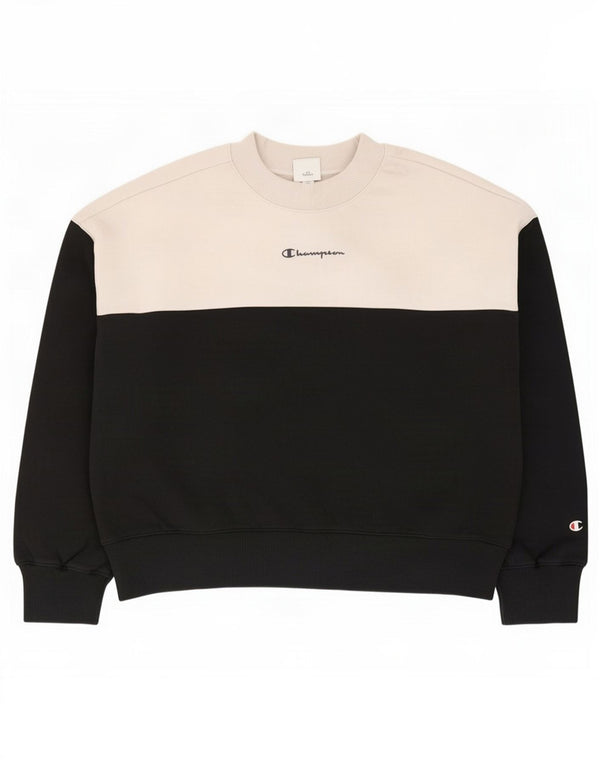 Champion feminino oversized moletom jumper UK 14 médio preto colorblock