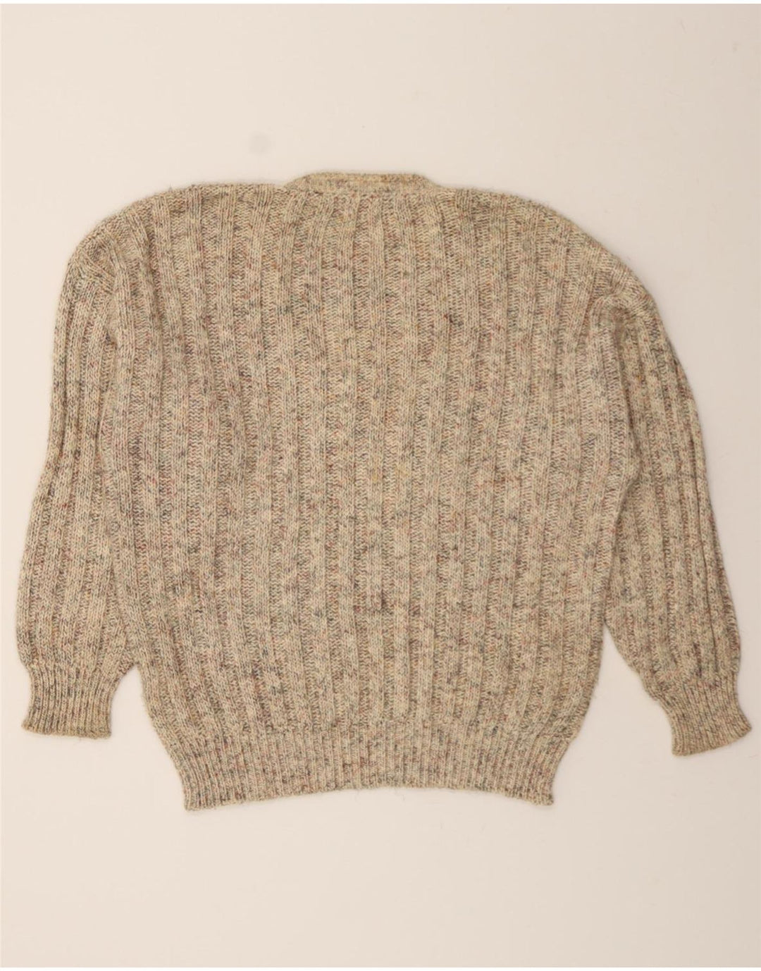 VINTAGE Womens V-Neck Jumper Sweater IT 52 2XL Beige Cotton Vintage Vintage and Second-Hand Vintage from Messina Hembry 