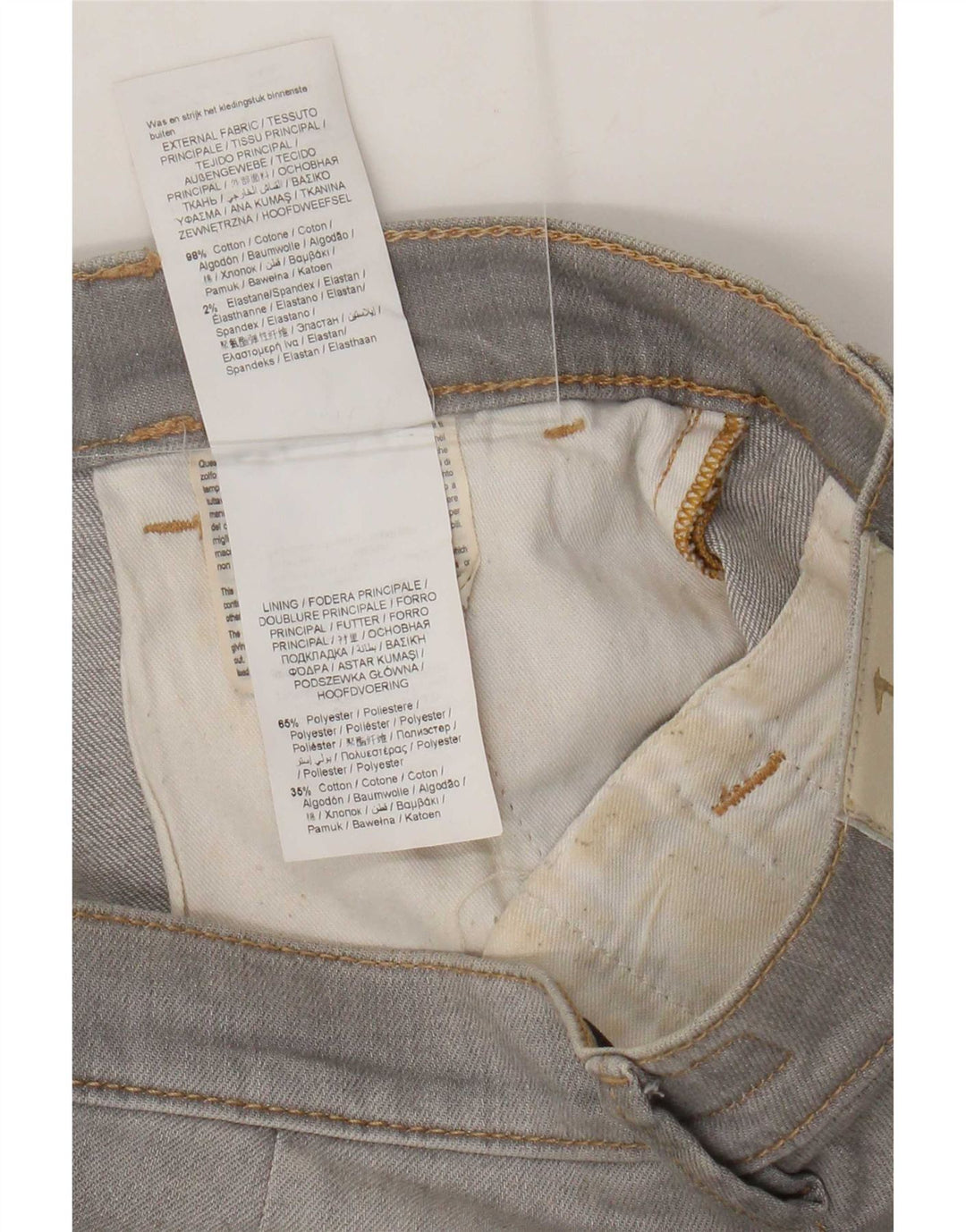 Trussardi Jeans femininos desgastados slim W26 L30 algodão cinza