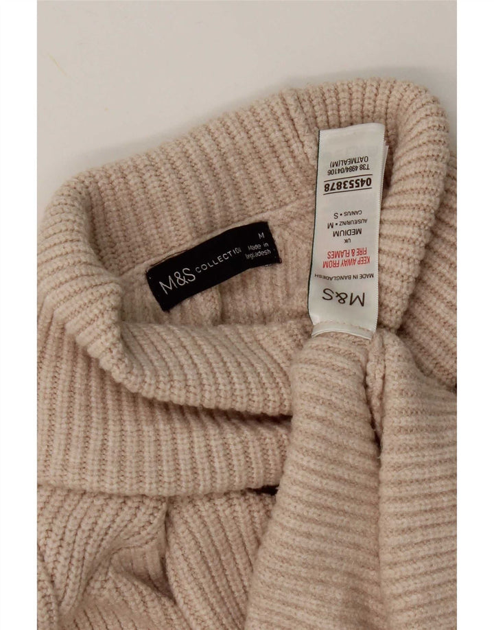 Suéter feminino Marks & Spencer com gola redonda Reino Unido 14 viscose bege médio