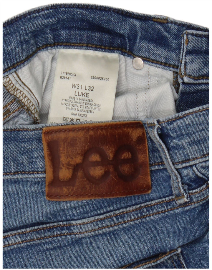 Lee Womens Luke Slim Jeans W31 L32 Azul Algodão