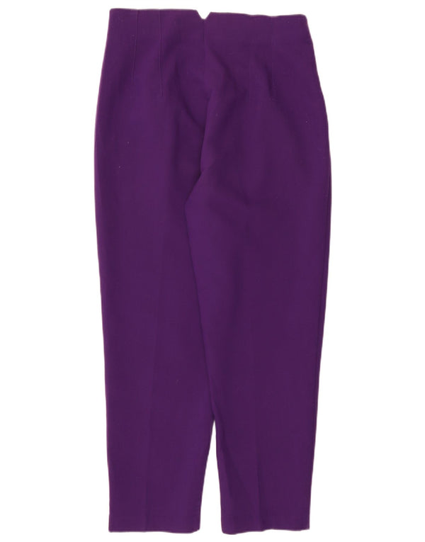 Zara Calça feminina cônica cortada grande W30 L26 poliéster roxo