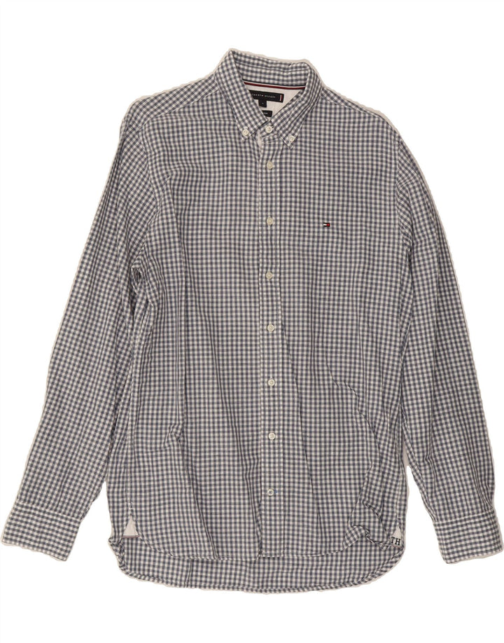 TOMMY HILFIGER Mens Shirt Medium Blue Gingham Linen Vintage Tommy Hilfiger and Second-Hand Tommy Hilfiger from Messina Hembry 