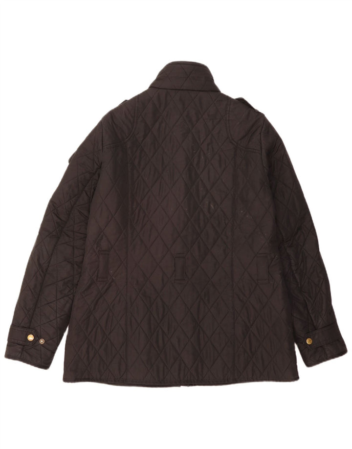 Jaqueta acolchoada militar feminina Barbour UK 14 grande poliéster preto