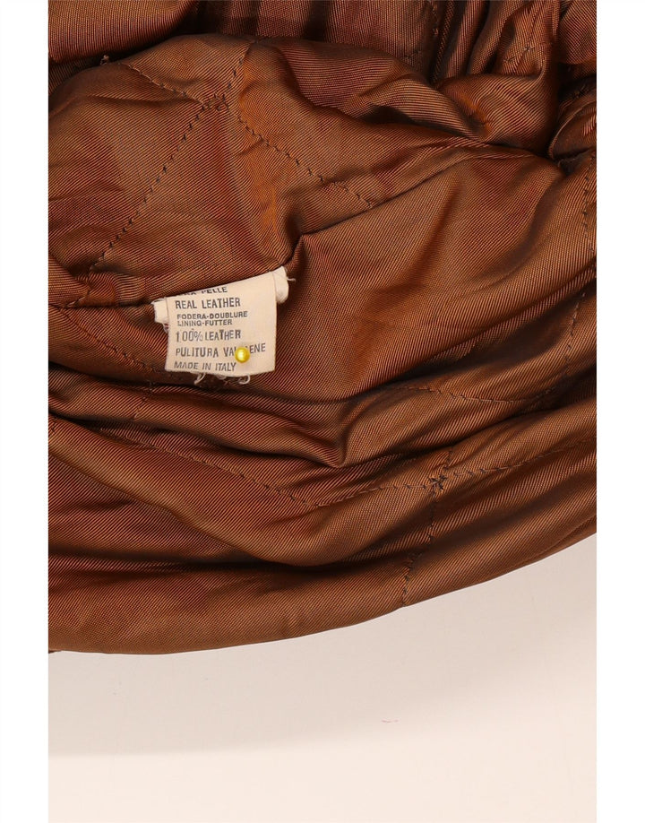 Casaco corta-vento feminino vintage de camurça com capuz grande IT 46 marrom grande