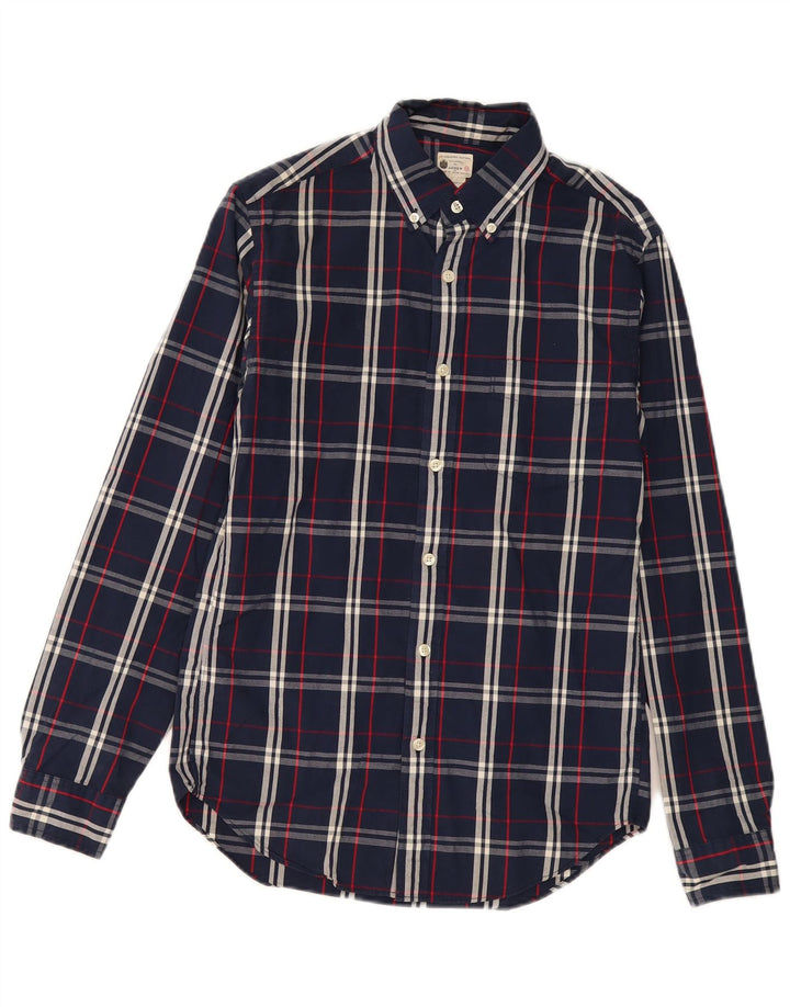 Camisa xadrez masculina J. Crew XS azul marinho algodão xadrez