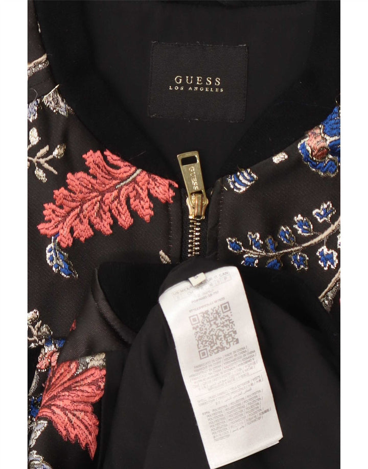 Jaqueta bomber feminina Guess UK 6 XS preta floral poliéster