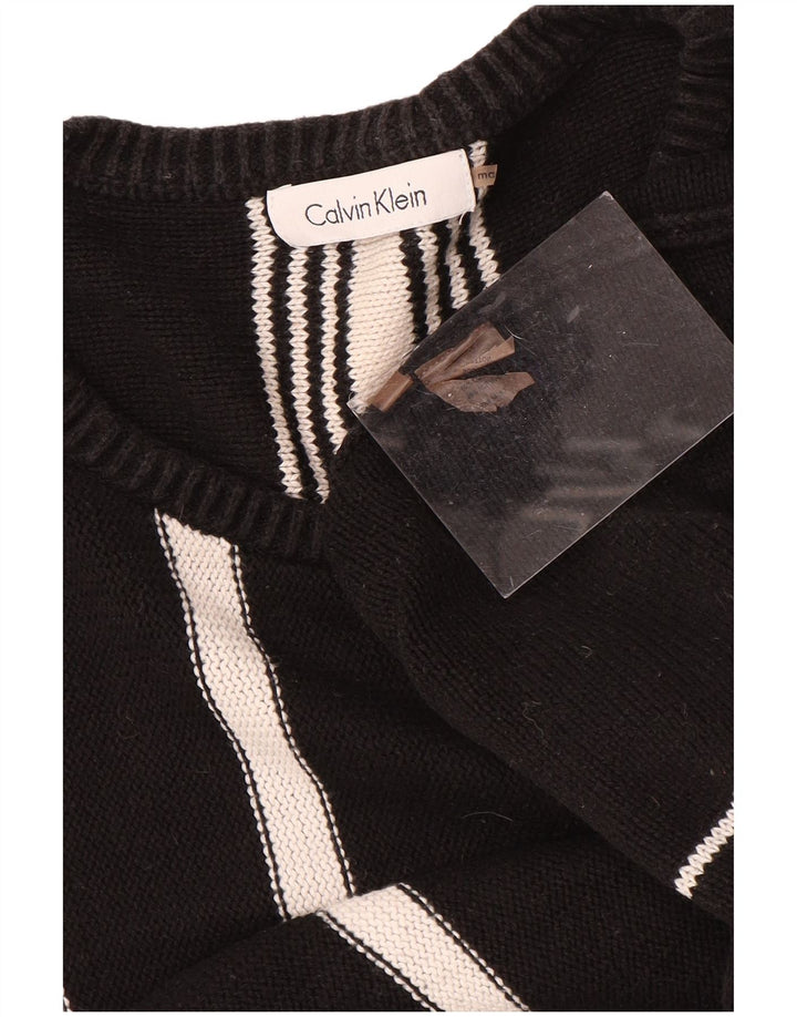 Suéter masculino CALVIN KLEIN com gola canoa, algodão listrado preto médio