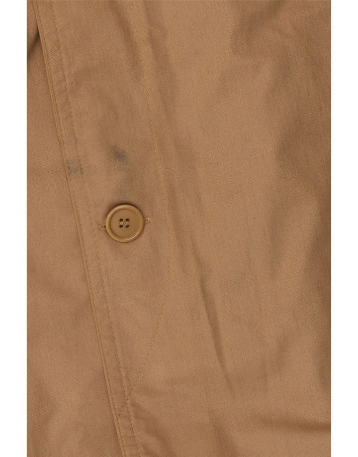 Trench coat masculino vintage solto de algodão bege pequeno