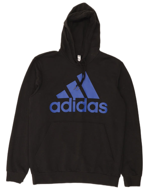 Adidas Mens Graphic Hoodie Jumper UK 44/46 Grande Algodão Preto