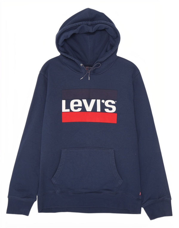 Levi's Mens Graphic Hoodie Jumper XL Azul Marinho Algodão