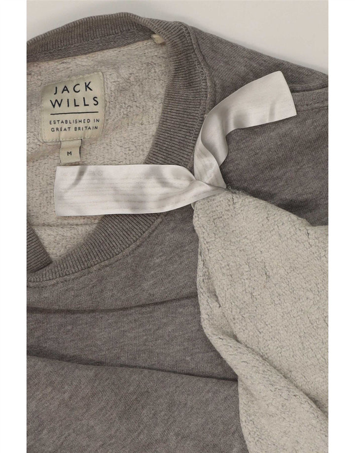 Jack Wills moletom masculino jumper médio cinza algodão manchado