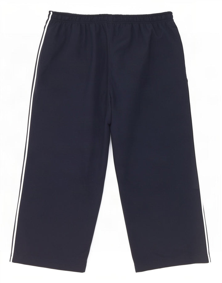Reebok Womens Capri Calças de treino UK 12 Médio Azul Marinho Poliéster