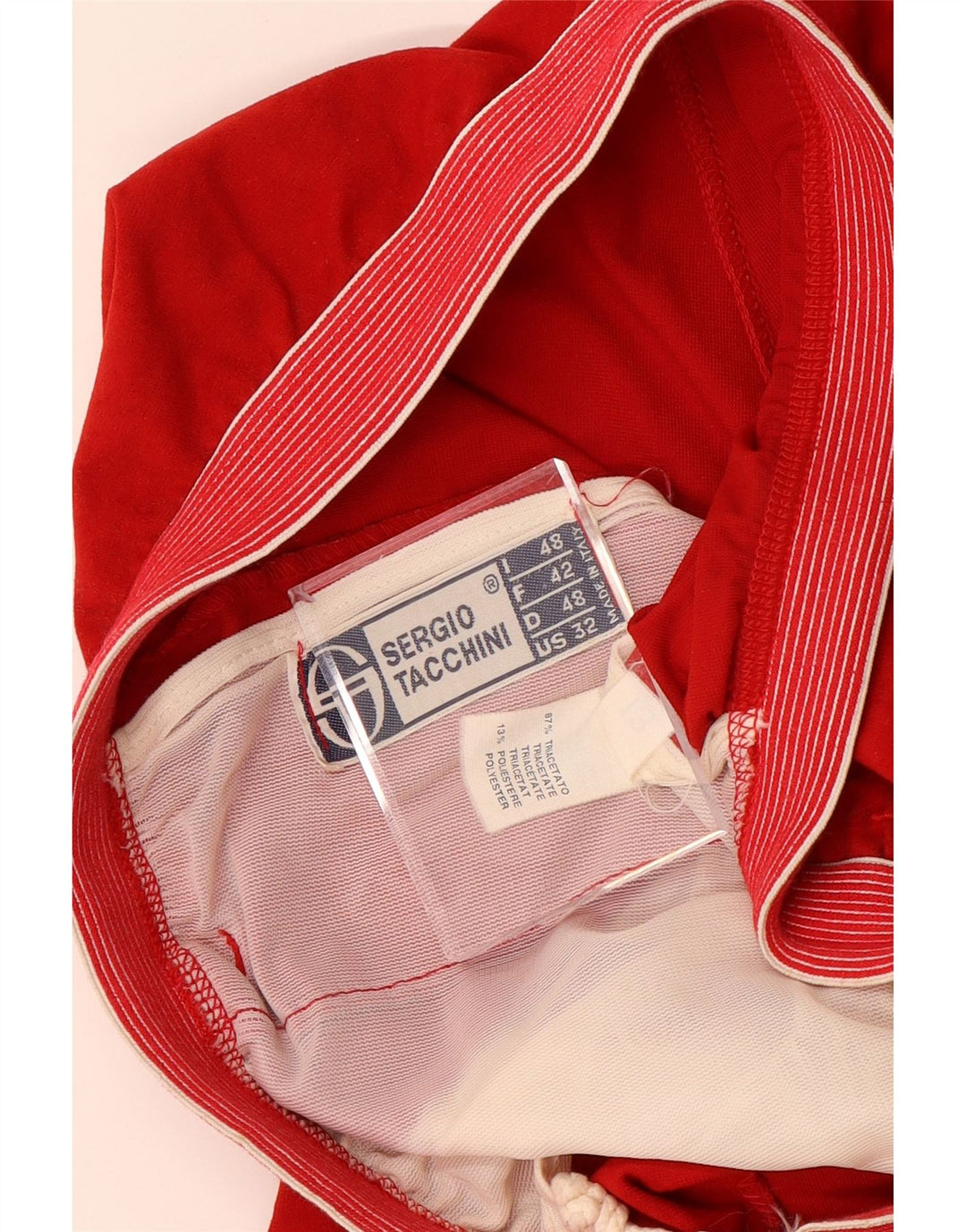 SERGIO TACCHINI Calça de treino feminina IT 48 XL W34 L29 Triacetato vermelho