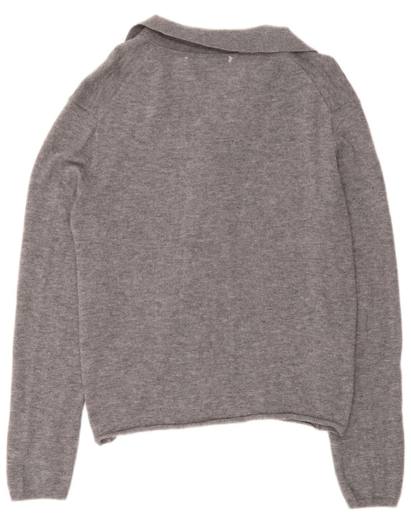 Suéter cardigã feminino Zara Reino Unido 18 XL lã cinza