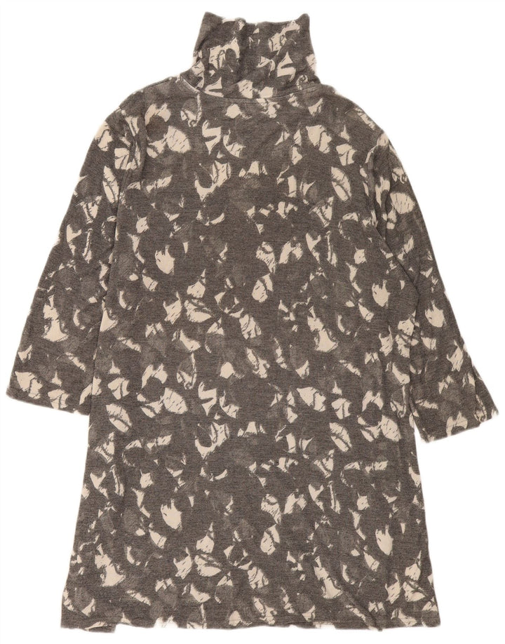 Vestido feminino Marks & Spencer com padrão abstrato linha A Reino Unido 16 grande cinza