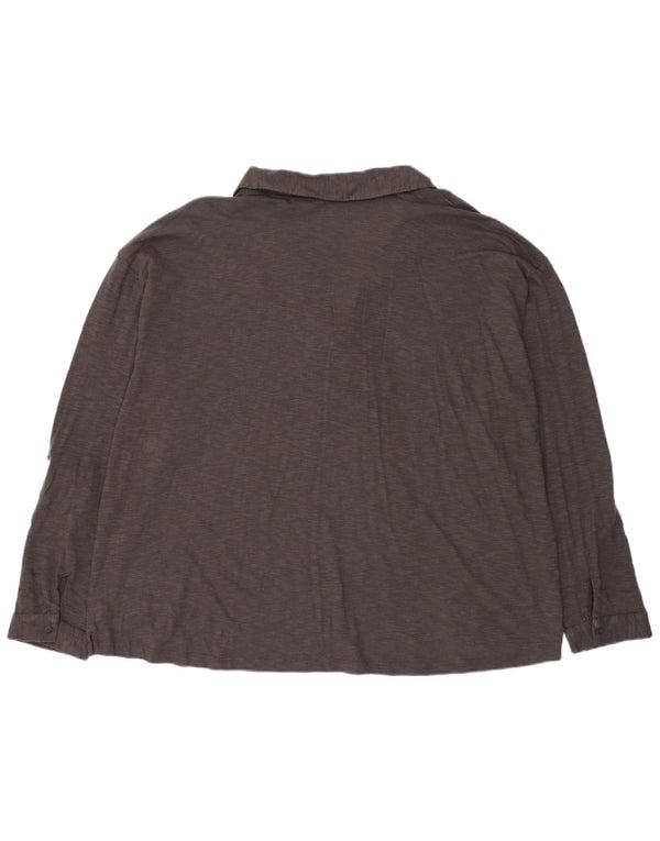 Camisa polo feminina de manga comprida Fat Face Reino Unido 24 4XL algodão manchado cinza