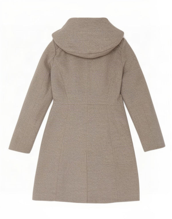 Sobretudo feminino com capuz Zara UK 12 acrílico cinza médio