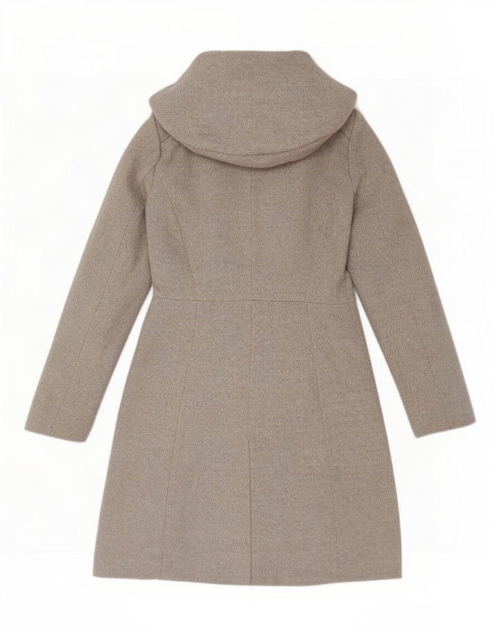 Sobretudo feminino com capuz Zara UK 12 acrílico cinza médio