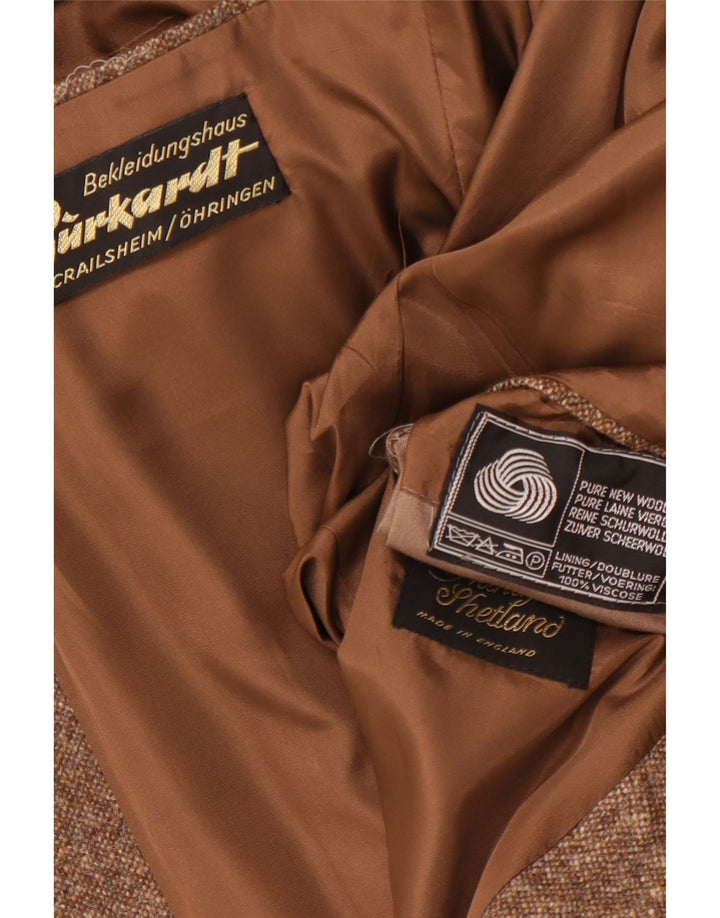 Jaqueta blazer masculina VINTAGE com 2 botões Reino Unido 38 marrom médio manchado de lã nova