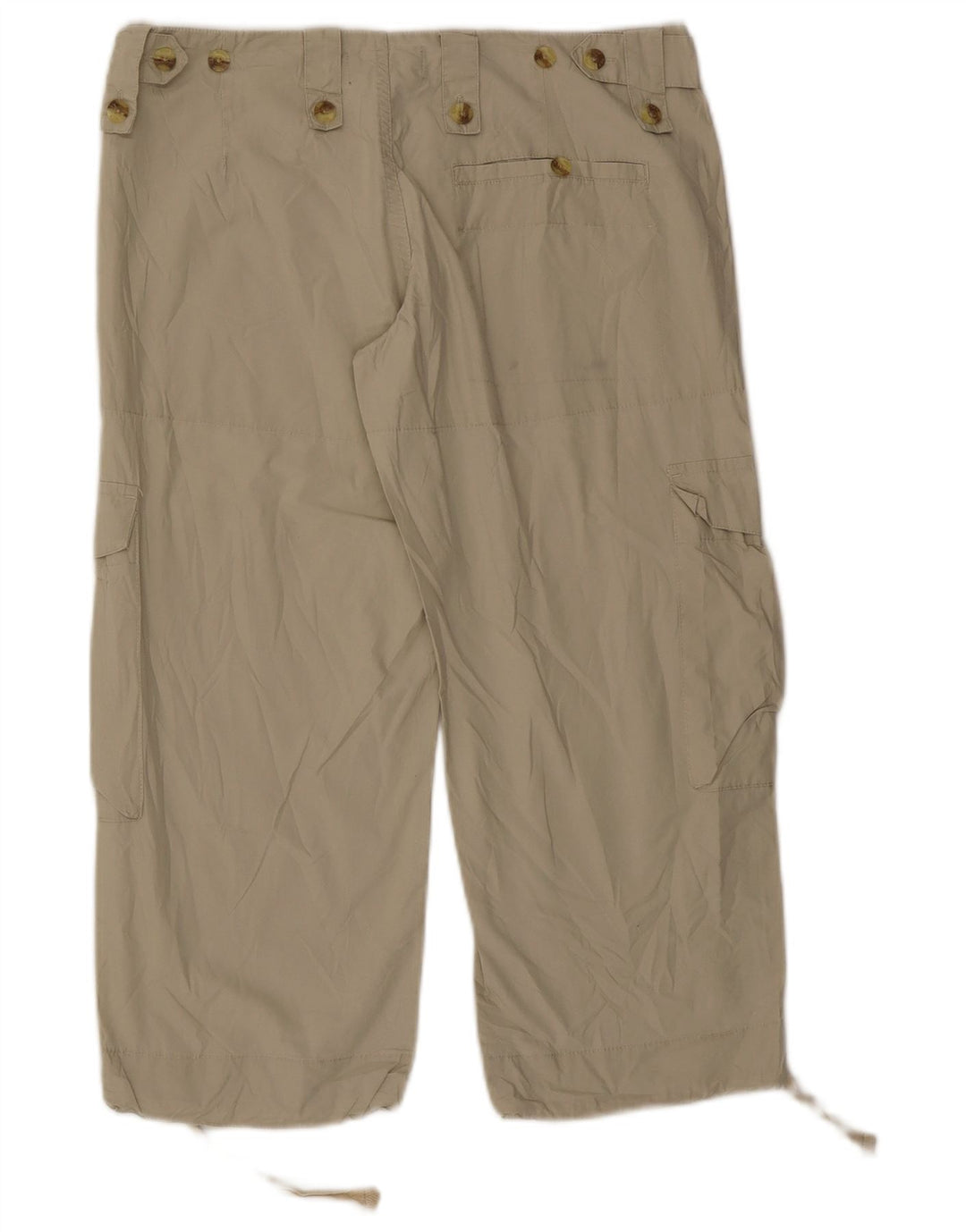 Calça Capri Cargo Feminina Vintage Pequena W27 L21 Algodão Bege