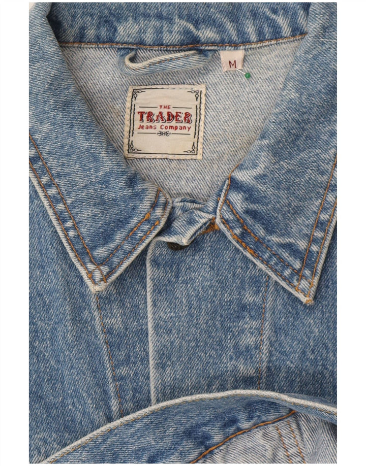 Jaqueta jeans feminina vintage de grandes dimensões Reino Unido 14 algodão azul médio