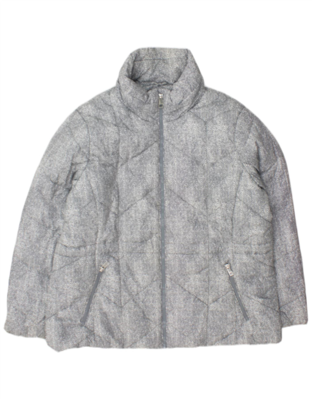 Jaqueta acolchoada feminina Marks & Spencer UK 20 2XL poliéster espinha de peixe cinza