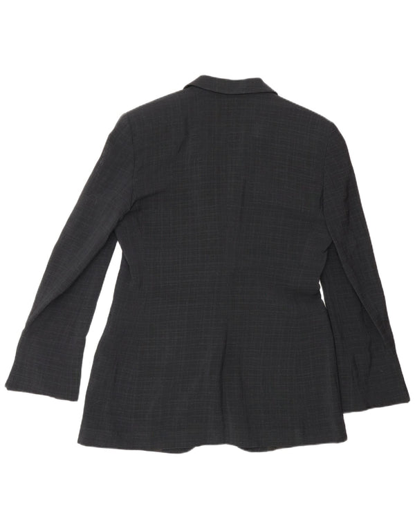 Emporio Armani Jaqueta Blazer Feminina com 1 Botão IT 44 Médio Azul Marinho Xadrez