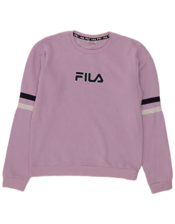 Fila Moletom Gráfico Feminino Jumper 13-14 Anos Roxo Colorblock Algodão