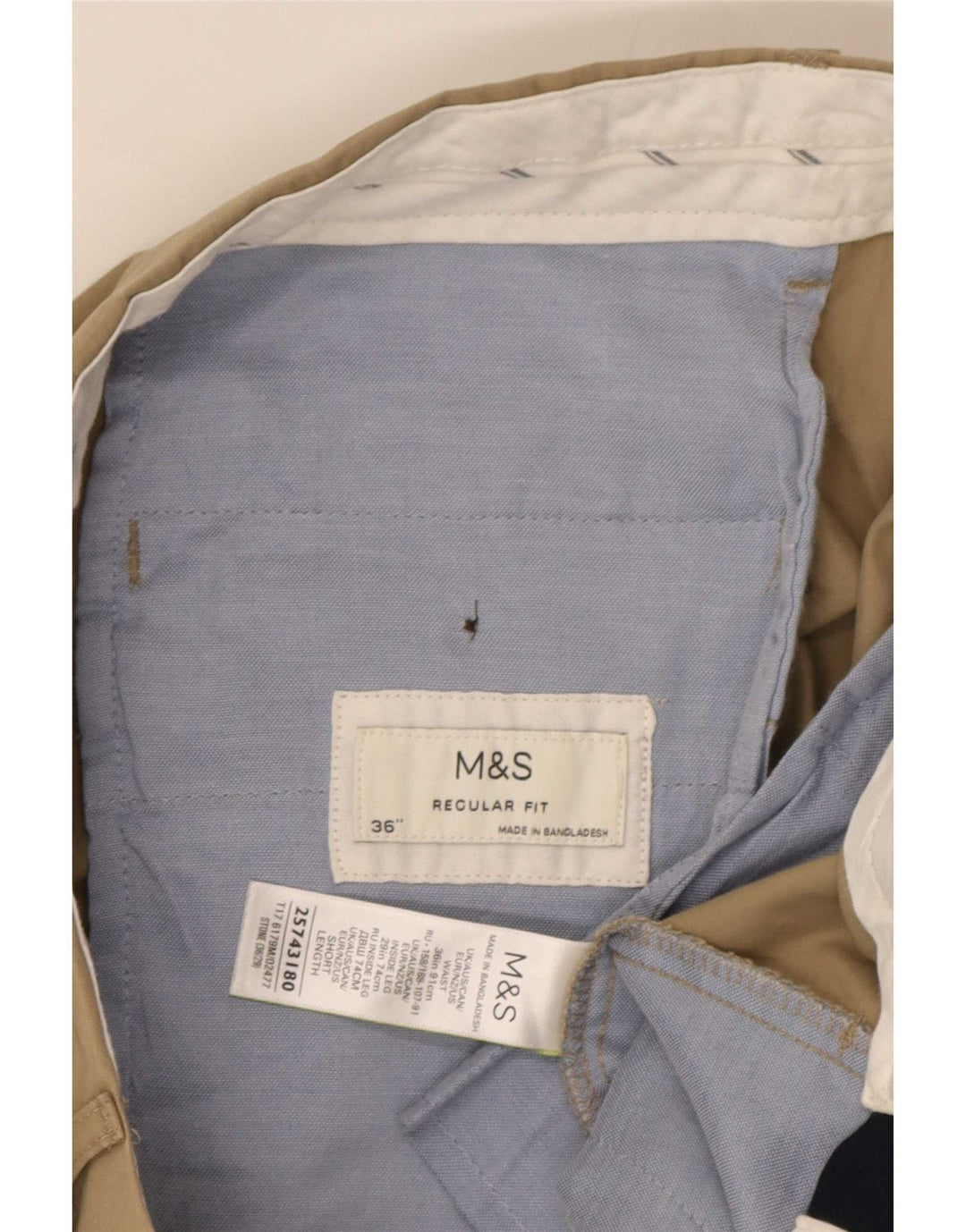 Calça Chino Masculina Marks & Spencer Regular Fit W36 L29 Algodão Bege