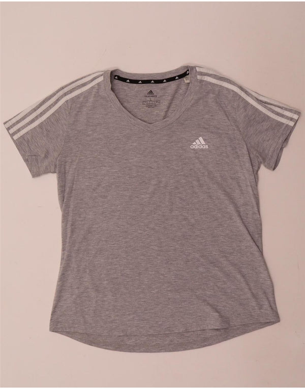 Camiseta feminina Adidas UK 16/18 grande cinza poliéster