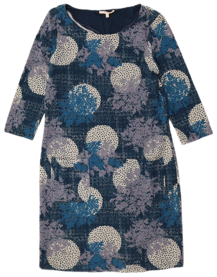 Vestido feminino White Stuff manga 3/4 Reino Unido 12 médio azul marinho floral