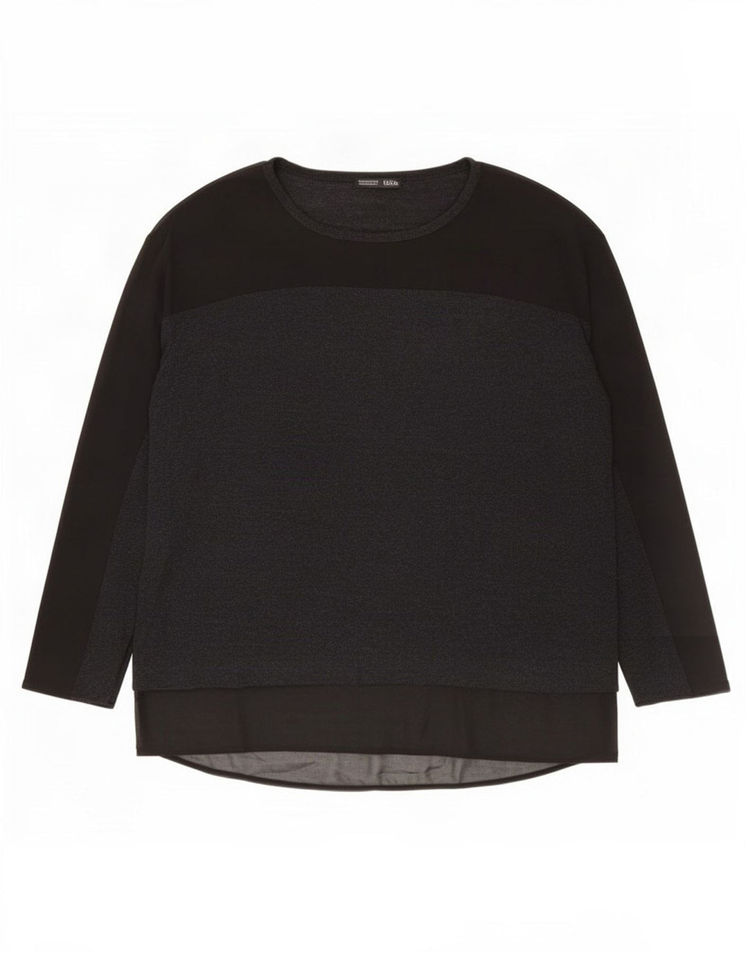 Zara Top feminino oversized manga comprida UK 14 médio preto viscose