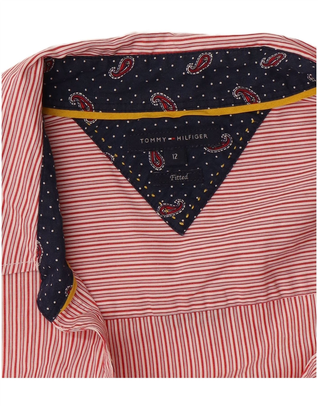 Camisa justa feminina Tommy Hilfiger EUA 12 listras vermelhas grandes