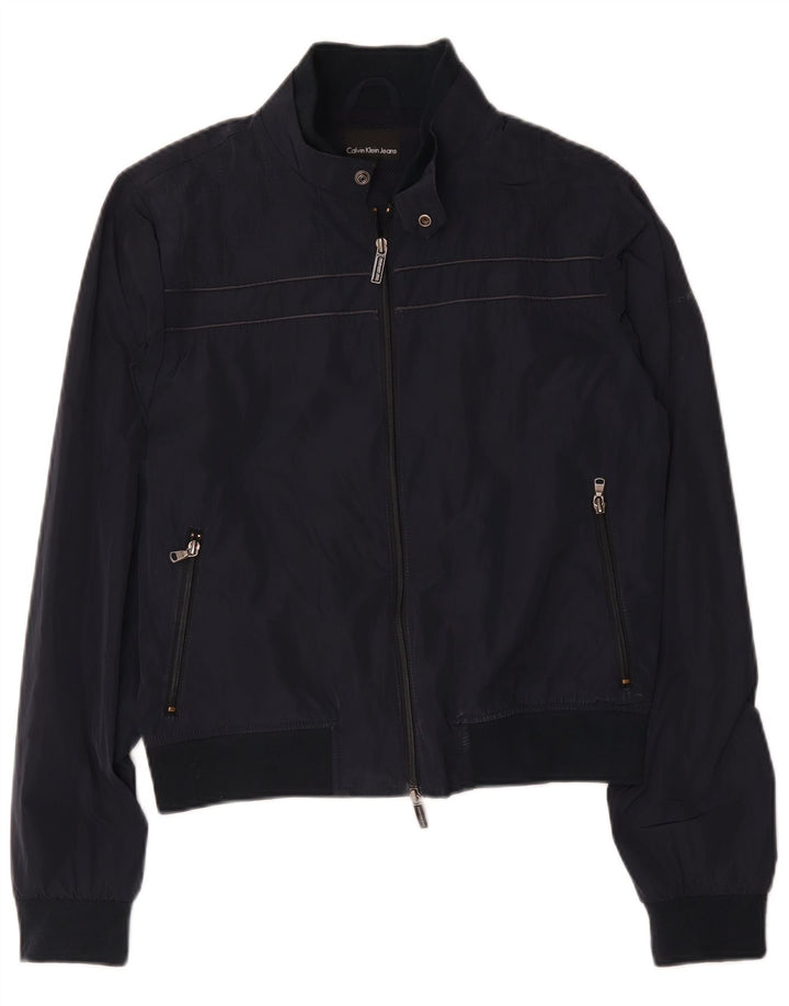 Jaqueta bomber masculina Calvin Klein Jeans Reino Unido 40 grande poliéster azul marinho