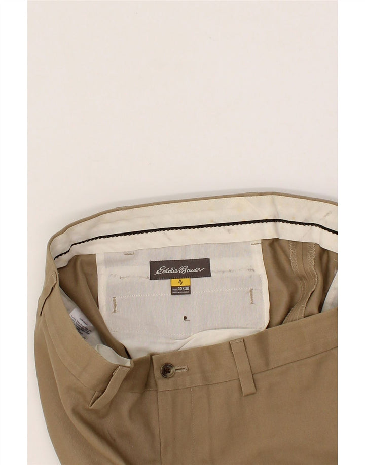 EDDIE BAUER Mens Straight Chino Trousers W40 L30 Brown Cotton Vintage Eddie Bauer and Second-Hand Eddie Bauer from Messina Hembry 