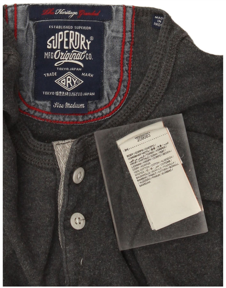 Superdry Mens Heritage Top manga comprida médio algodão cinza