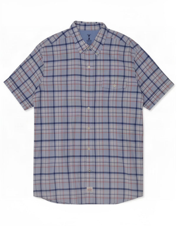 Camisa masculina Izod de manga curta grande xadrez azul