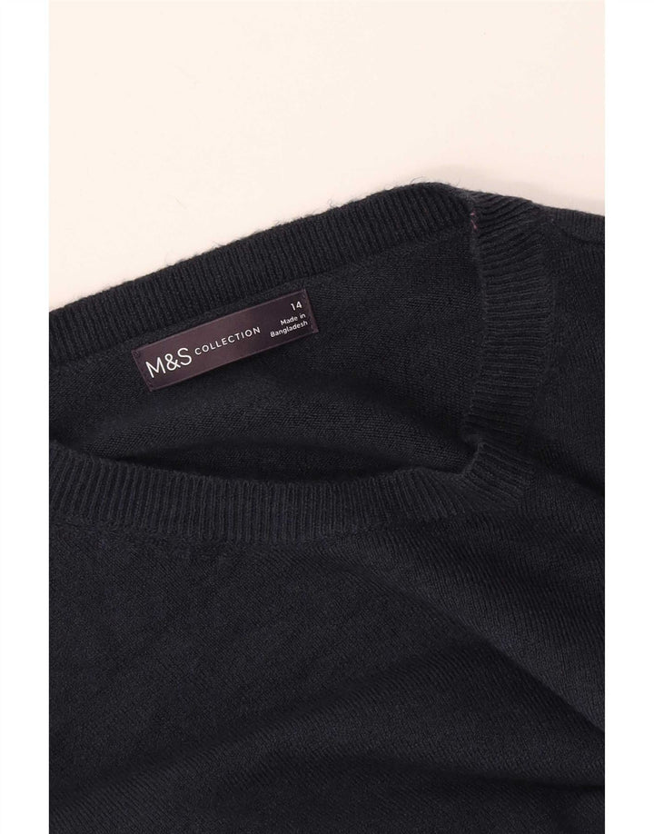 Suéter feminino Marks & Spencer com gola canoa Reino Unido 14 médio azul marinho
