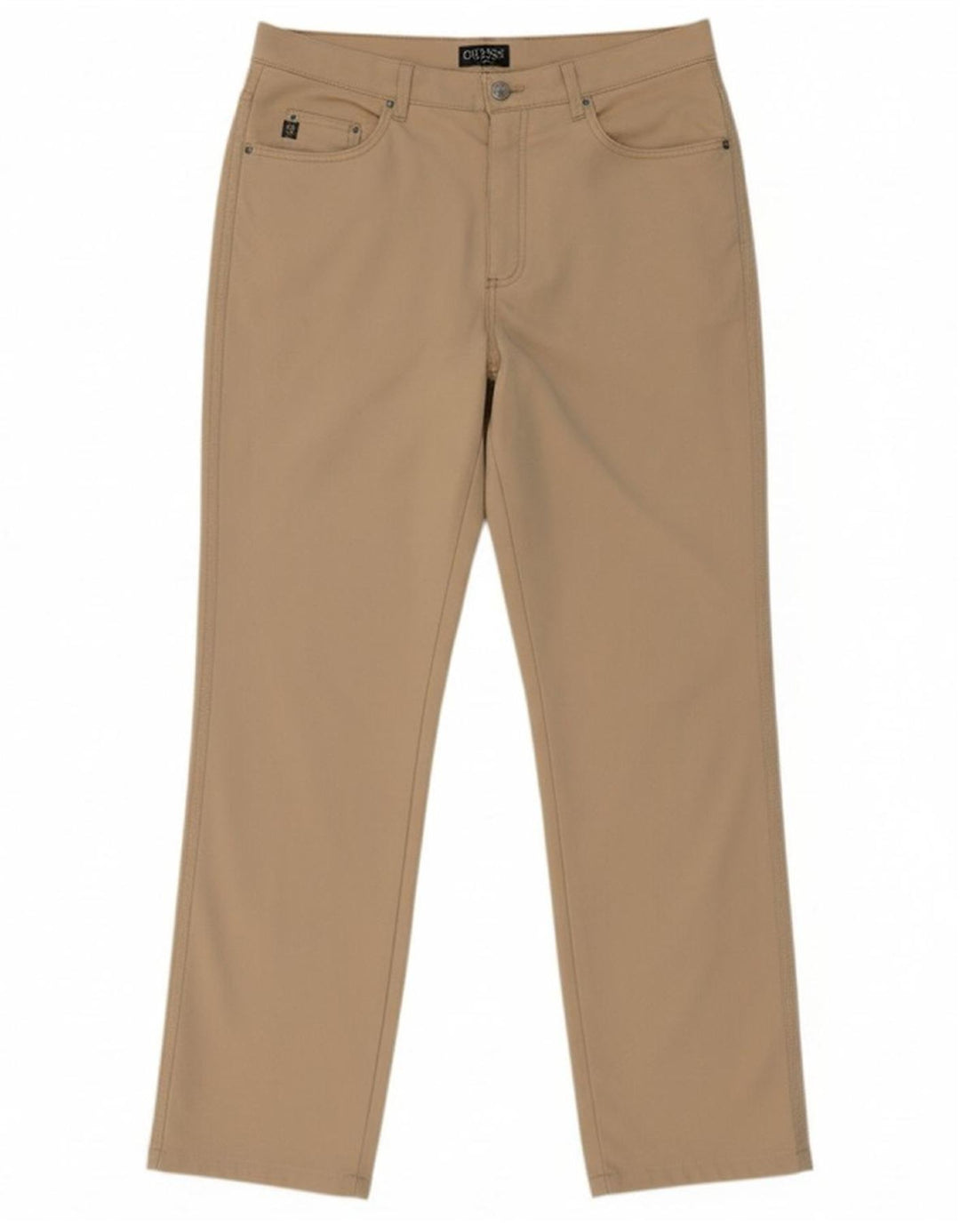 Calça feminina reta casual GUESS W32 L30 bege nylon