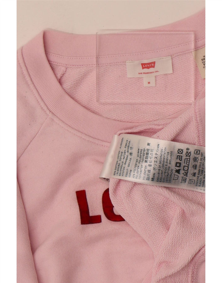 Moletom feminino Levi's com estampa oversized, Reino Unido 14, algodão rosa médio
