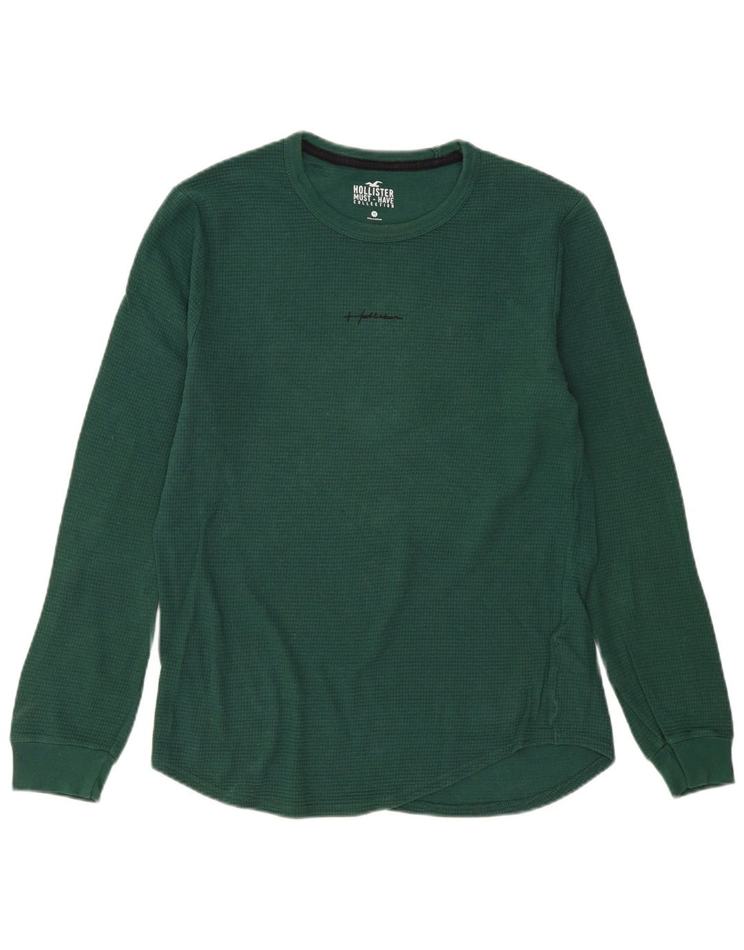 Top masculino Hollister de manga comprida de algodão verde médio