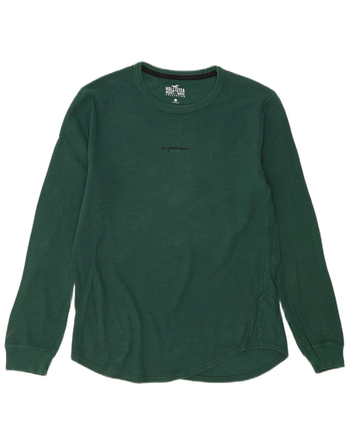 Top masculino Hollister de manga comprida de algodão verde médio