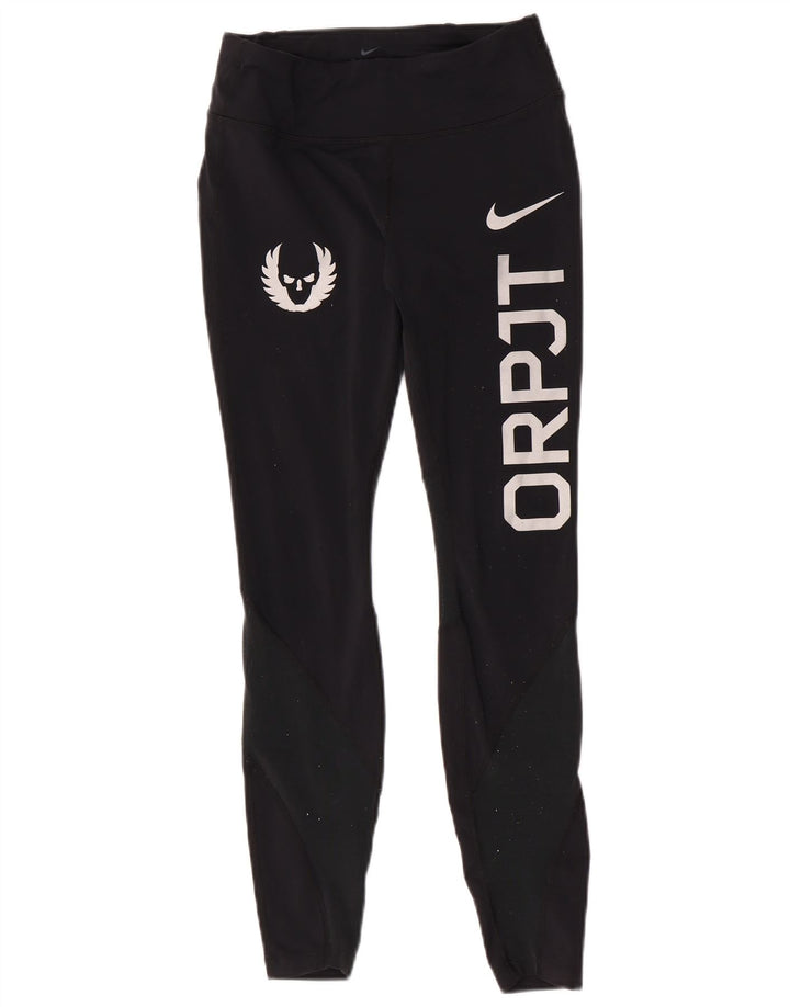Leggings Nike Oregon Graphic Femininas UK 8 Pequenas Pretas Nylon