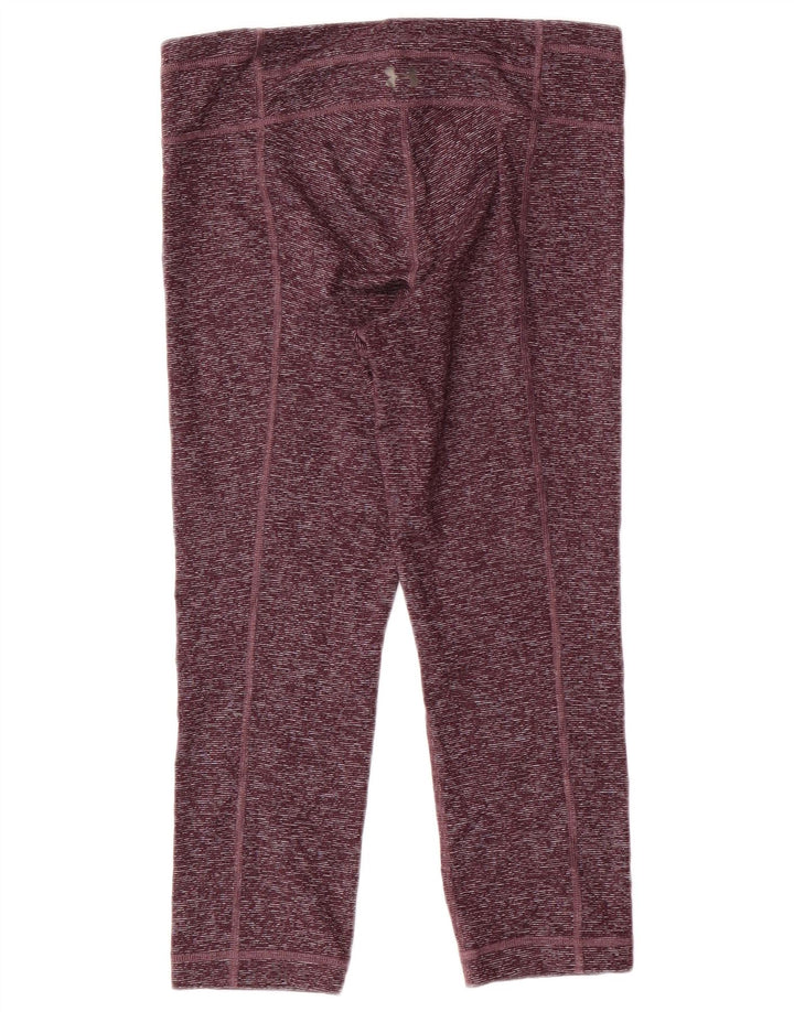 Leggings capri femininas UNDER ARMOUR UK 10 poliéster manchado cor de vinho pequeno