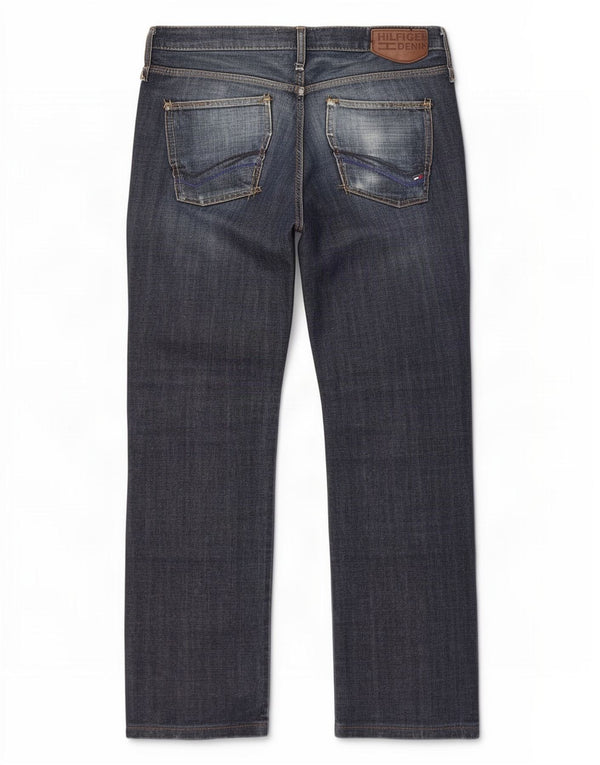 Jeans retos masculinos Tommy Hilfiger W33 L34 algodão azul marinho